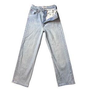 Levi's Jeans Premium Womens 28 Light Blue Ribcage Straight High Rise Button Fly